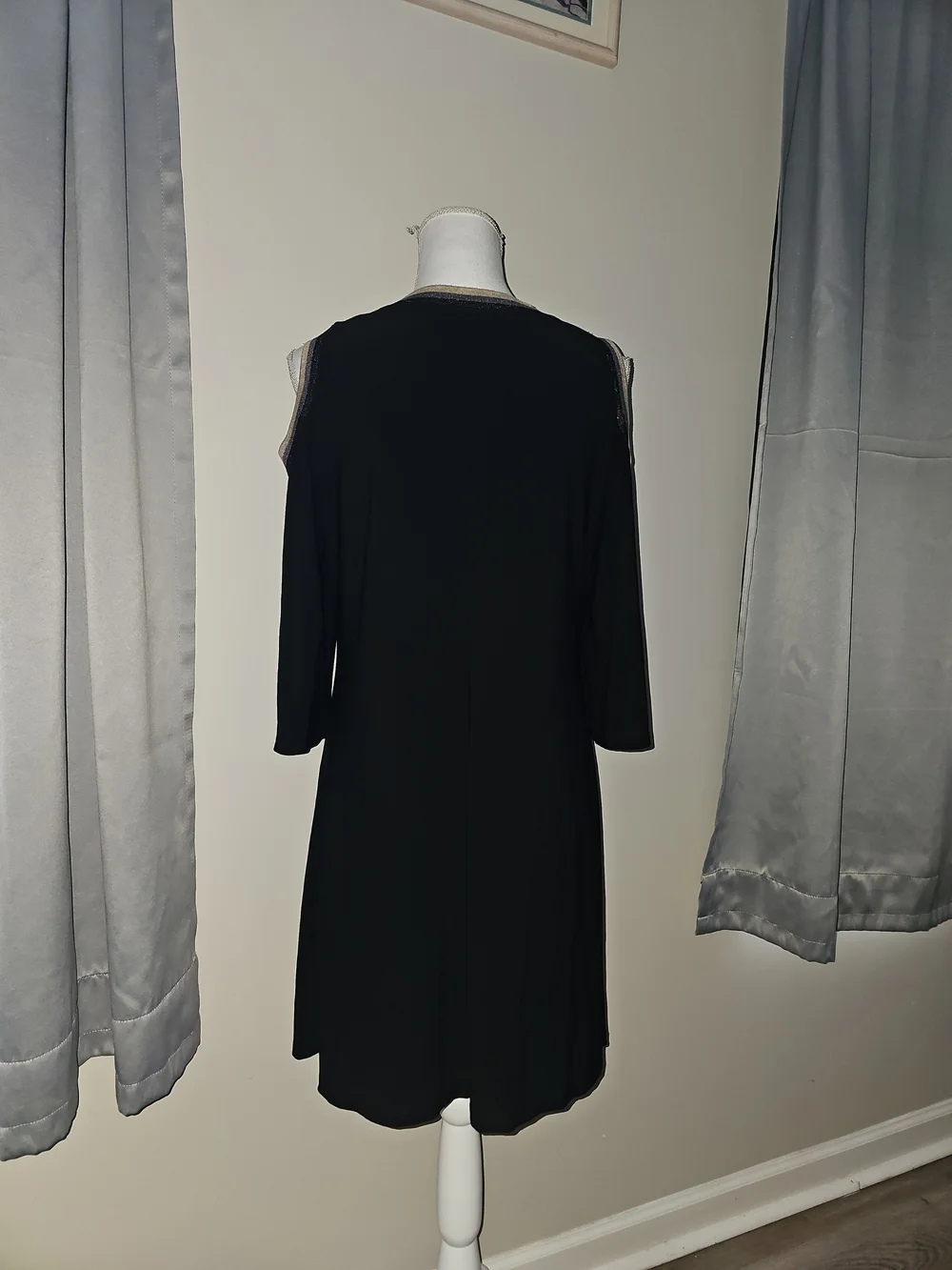MSK Women Black Crewneck Sweater with Contrast Trim